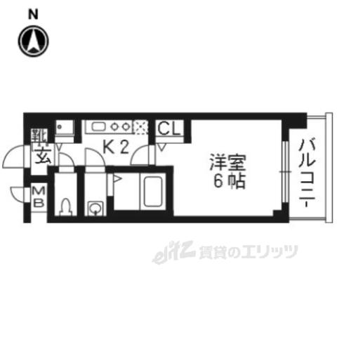 プレサンス京都五条天使突抜(1K/4階)の間取り写真