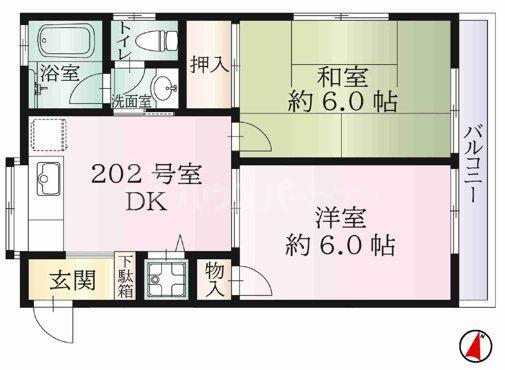 東尾久2丁目アパート(2DK/2階)の間取り写真