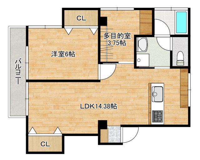 峰ビル(1SLDK/3階)の間取り写真