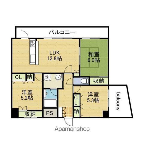 アインス巽(3LDK/3階)の間取り写真
