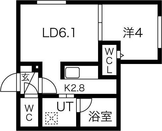 FIRST LEBEN桑園(1LDK/4階)の間取り写真
