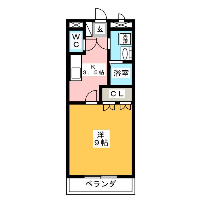 クローバーグリーンI(1K/1階)の間取り写真
