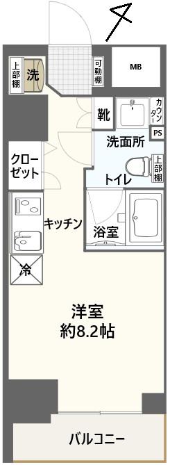 スパシエエール横浜(ワンルーム/10階)の間取り写真