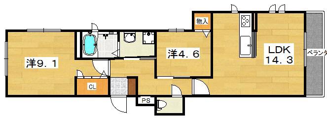 シャーメゾンボヌール(2LDK/3階)の間取り写真