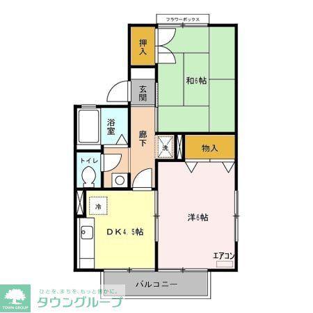 セジュール川間B(2K/2階)の間取り写真