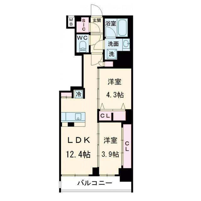 アーバネックス谷町四丁目(2LDK/6階)の間取り写真
