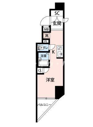 シンシア千駄木(ワンルーム/12階)の間取り写真
