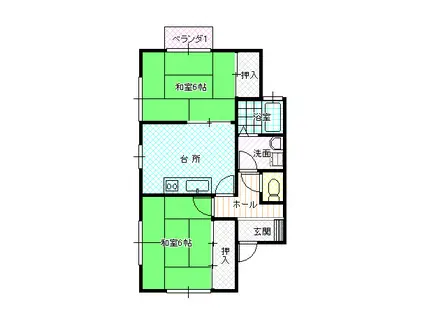 ポピンズ(2DK/2階)の間取り写真