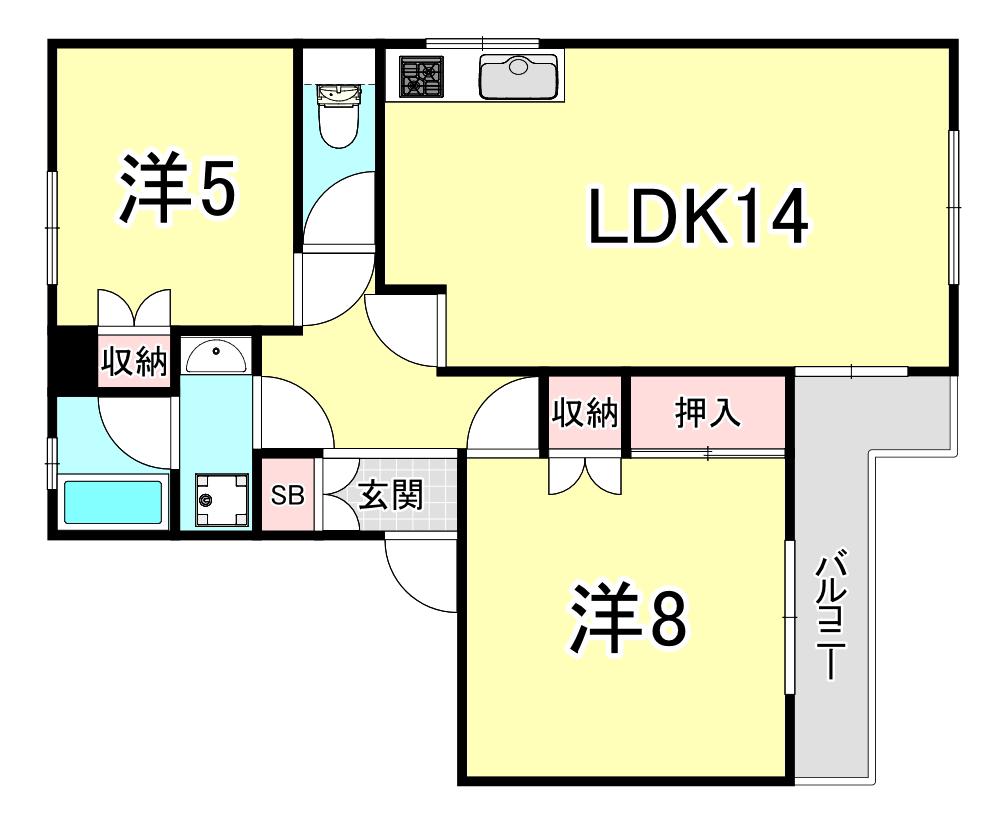 松下ビル(3LDK/2階)の間取り写真
