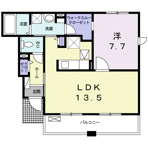 ベル・クラール(1LDK/1階)の間取り写真