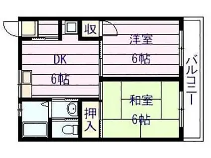 ビューハイム西村(2DK/2階)の間取り写真