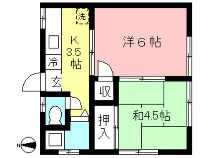 ハイツ村田(2K/1階)の間取り写真