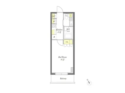 プライムメゾン門前仲町(1K/10階)の間取り写真