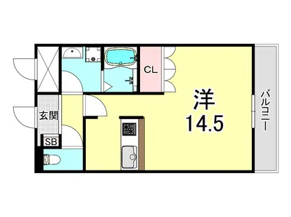 アプローズ(1K/2階)の間取り写真