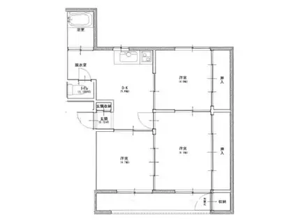 JR越後線 巻駅 徒歩13分 3階建 築51年(3DK/3階)の間取り写真