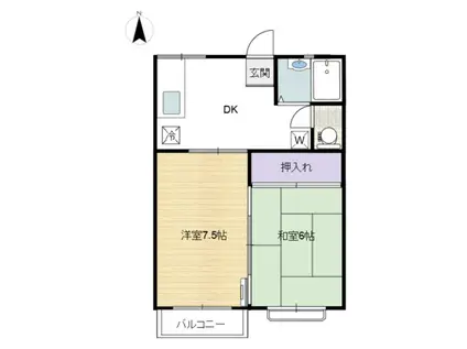 カーサ・ソレアード(2DK/2階)の間取り写真