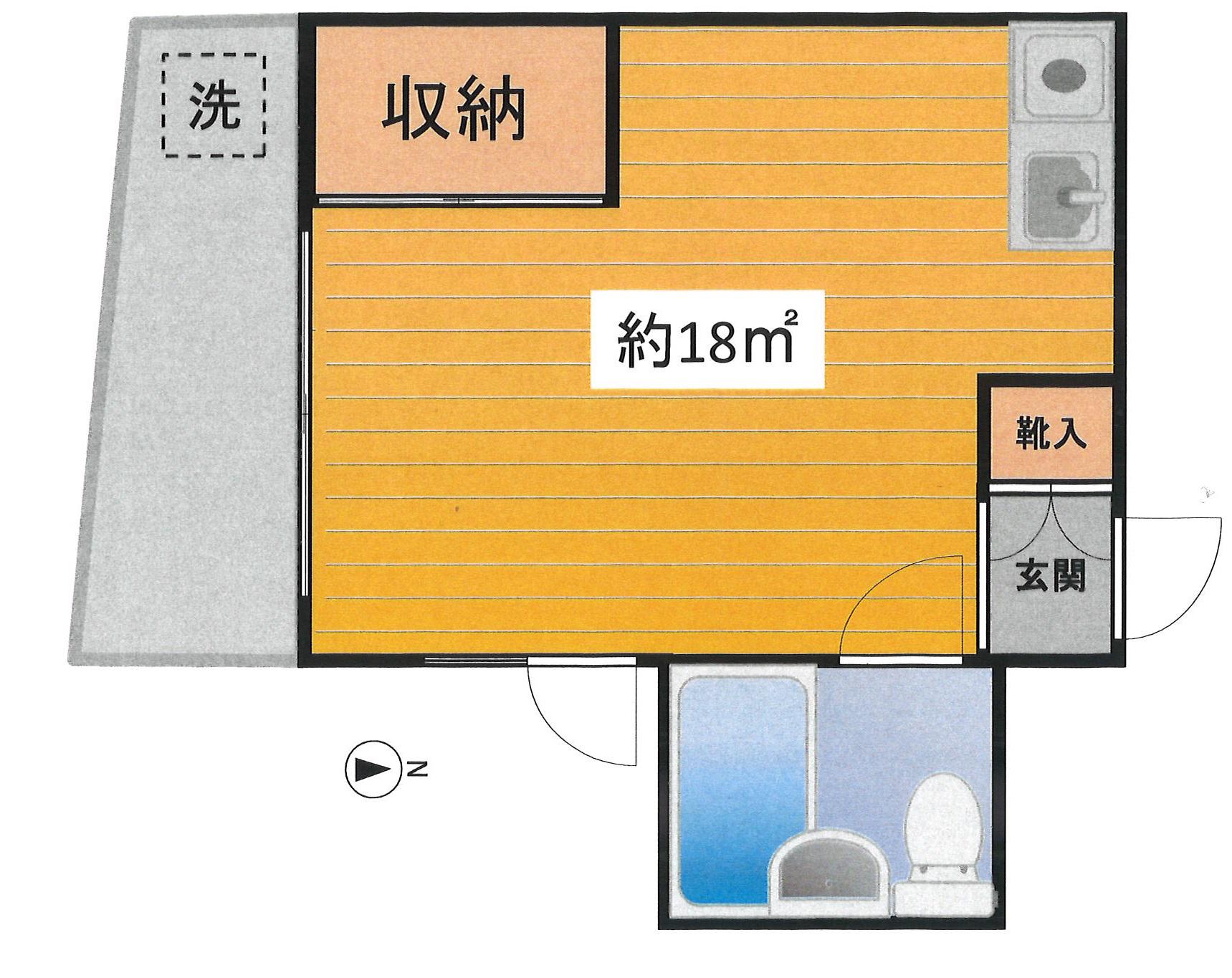 池之端グリーンハイツ(ワンルーム/1階)の間取り写真