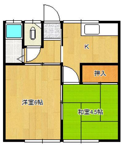 江頭アパート(2K/2階)の間取り写真