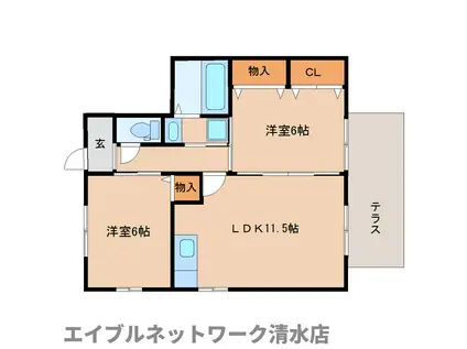 ロイヤルコートA(2LDK/1階)の間取り写真