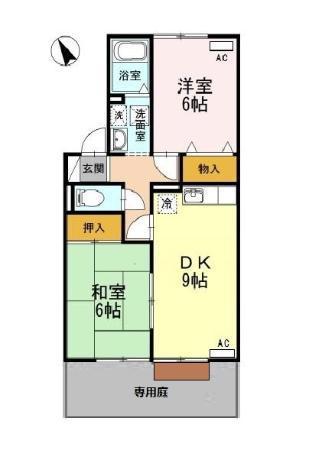 ウエストコート川崎(2DK/1階)の間取り写真