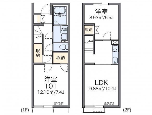 レオネクストミント(2LDK/1階)の間取り写真