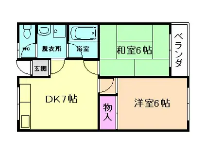 パールハイツ宇保(2DK/2階)の間取り写真