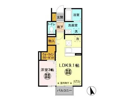 シェリール蔵前B(1LDK/1階)の間取り写真