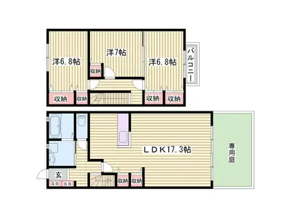 プレリビイエール(3LDK/1階)の間取り写真