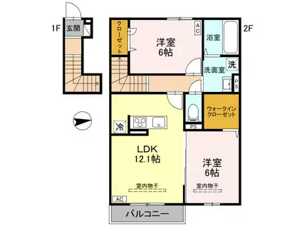 グランメールIII(2LDK/2階)の間取り写真