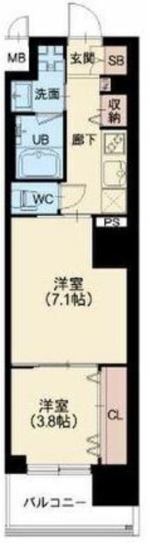 スプランディッド堀江(2K/12階)の間取り写真