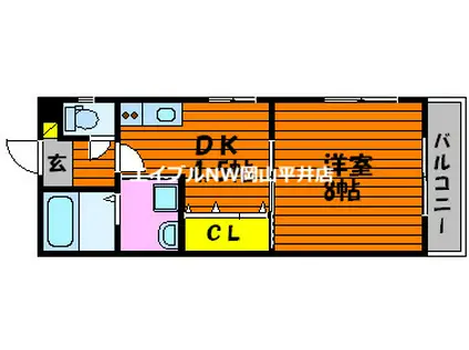 クルーズイン(1DK/3階)の間取り写真