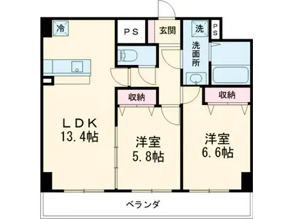クラティオ(2LDK/6階)の間取り写真