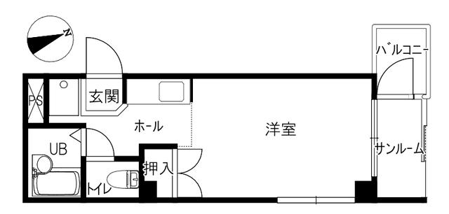 アンサンブル5(ワンルーム/2階)の間取り写真