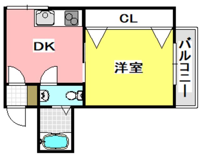 シャトーポポ(1DK/2階)の間取り写真