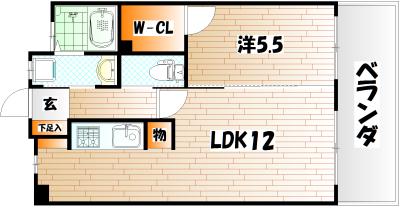 フェルト1113(1LDK/9階)の間取り写真