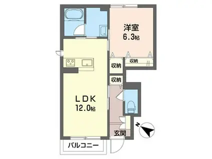 シャーメゾングランディール(1LDK/1階)の間取り写真