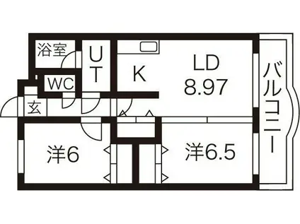 ライプン(2LDK/5階)の間取り写真
