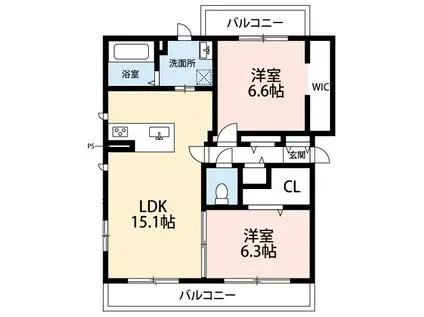 KEN10SQUARE V(2LDK/2階)の間取り写真