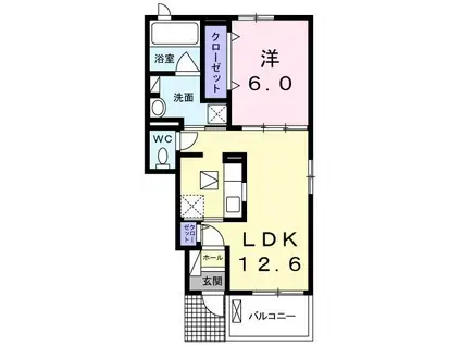 クラルテ M(1LDK/1階)の間取り写真