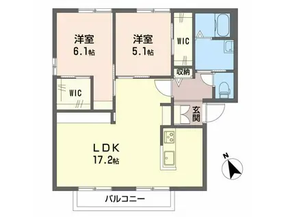 中島レジデンス(2LDK/2階)の間取り写真