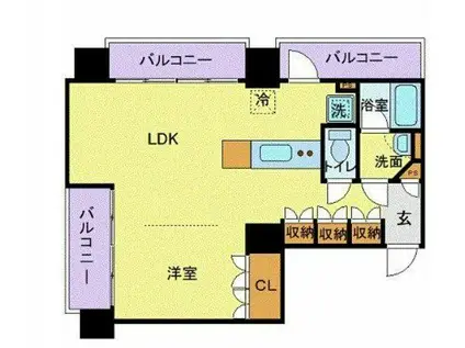 フロリス オーランティウム3(1LDK/6階)の間取り写真