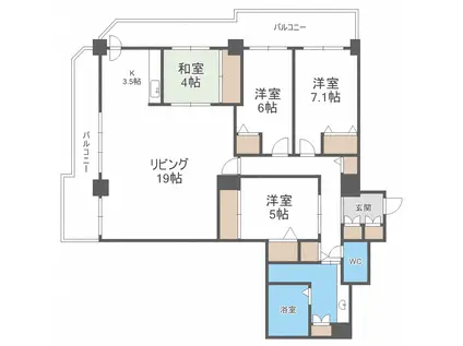 知事公館前タワーレジデンス(3SLDK/20階)の間取り写真