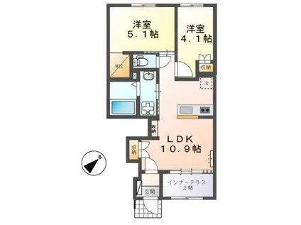 鳥栖市原町(2LDK/1階)の間取り写真