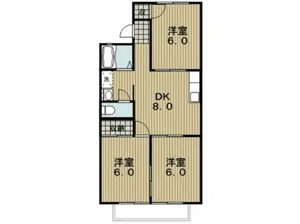 シャトル緑ヶ丘I・II(3DK/2階)の間取り写真