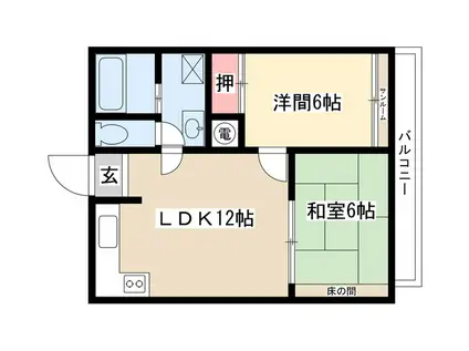 モアナヒルズ一社(2LDK/1階)の間取り写真