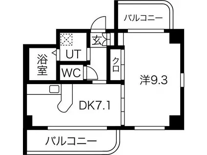 TSイオリ(1DK/5階)の間取り写真