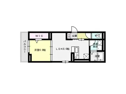 西鉄天神大牟田線 高宮駅(福岡) 徒歩35分 3階建 築4年(1LDK/2階)の間取り写真
