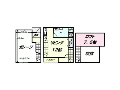 UN VILLA八王子(1LDK/2階)の間取り写真