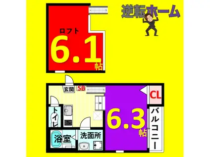プラージュ外新町(1K/2階)の間取り写真