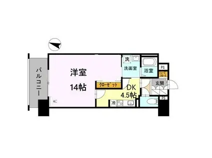 プリマクラッセ(1DK/4階)の間取り写真